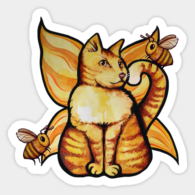 Fairy Kitty Cat and Bees Sticker by bubbsnugg